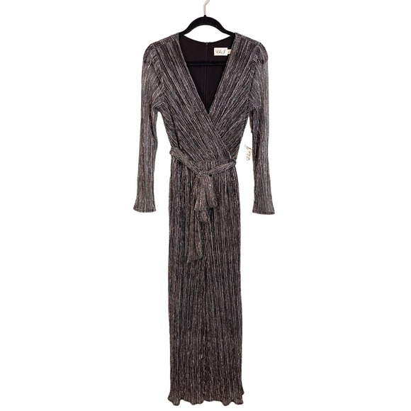 Eliza J Silver Long Sleeve Jumpsuit Eliza J Silver Sequin Jumpsuit - Main Image